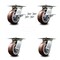 Service Caster 5 Inch Polyurethane Caster Set with Roller Bearing 4 Swivel Lock and 2 Brake SCC SCC-35S520-PPUR-SLB-BSL-2-BSL-2 - alternate 1
